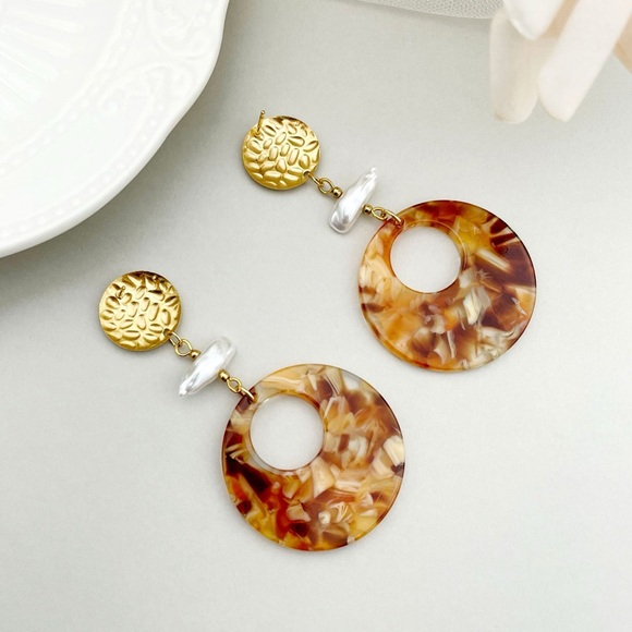 Geometric Drop Earrings - Picture 2 of 4